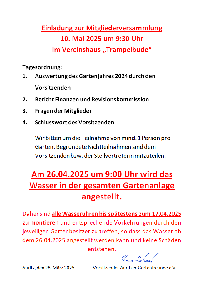 Aushang Mitgliederversammlung 2025